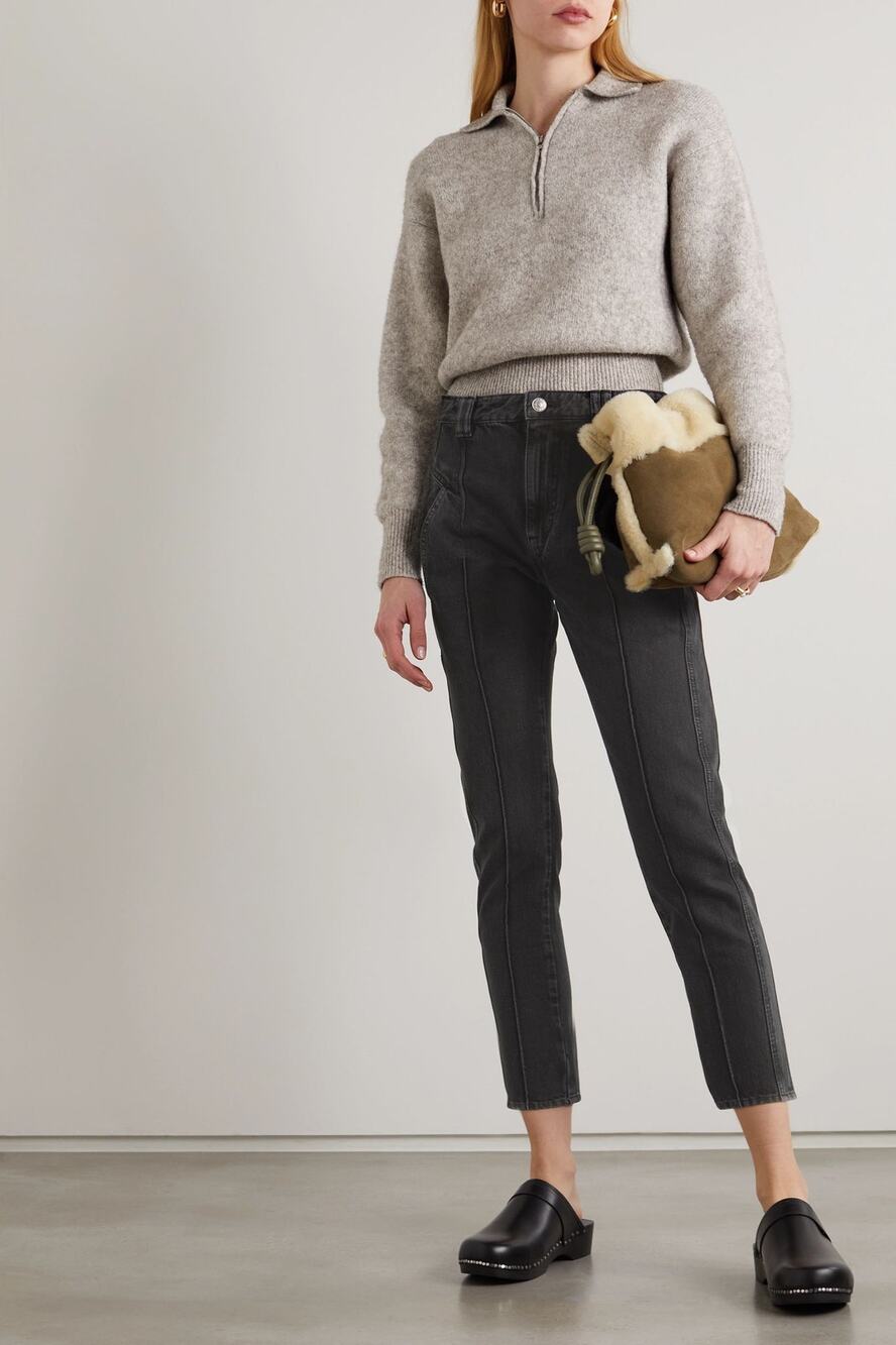 Isabel Marant Etoile Tilly Straight Leg Jeans Faded Black Size 2 New